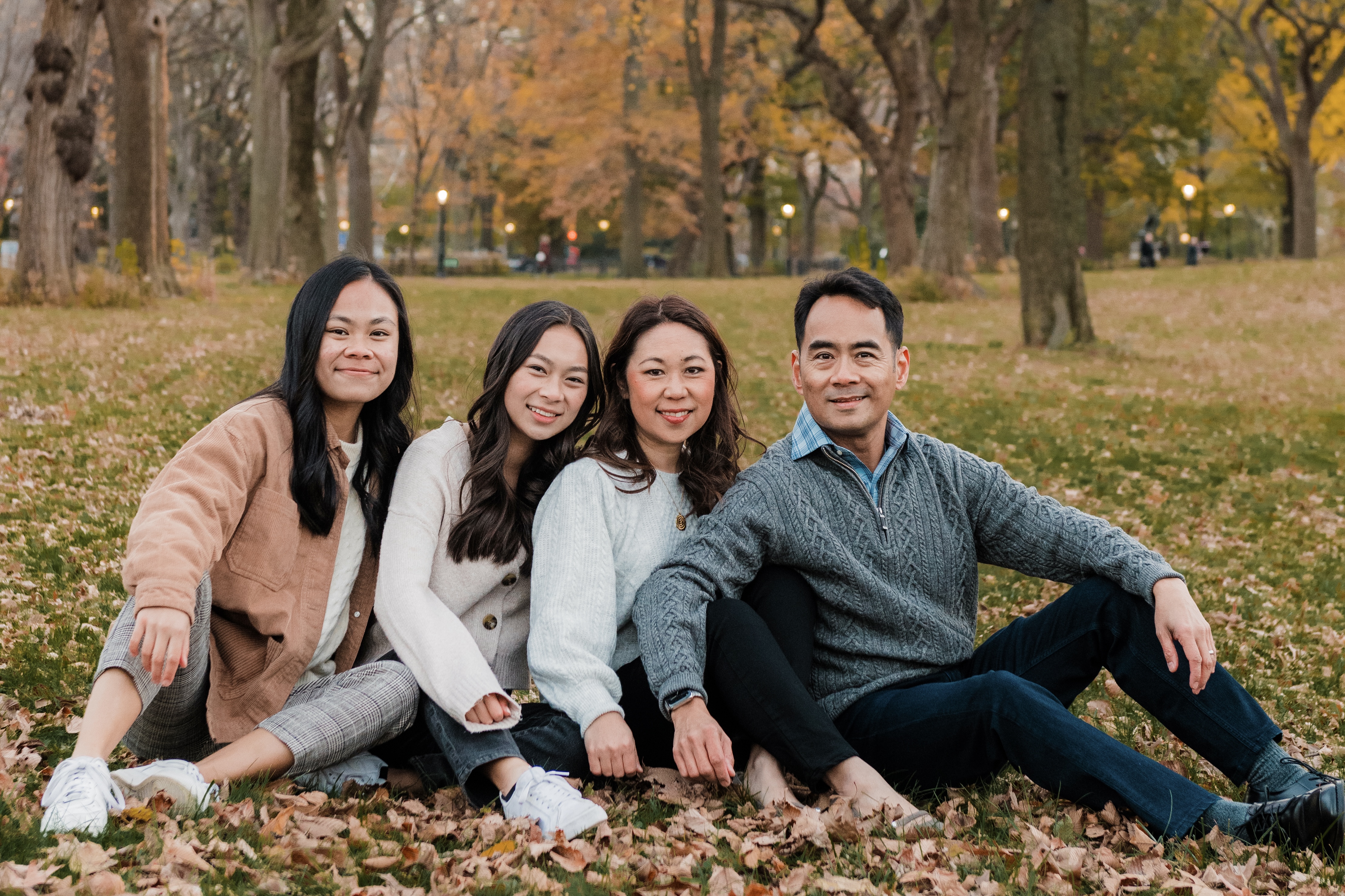 Family portrait in Central Park during fall session in NYC