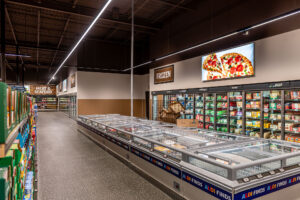 Commercial construction photography capturing a newly built retail store exterior in New York City