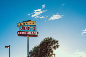 Commercial signage photography supporting visual branding for a restaurant exterior.