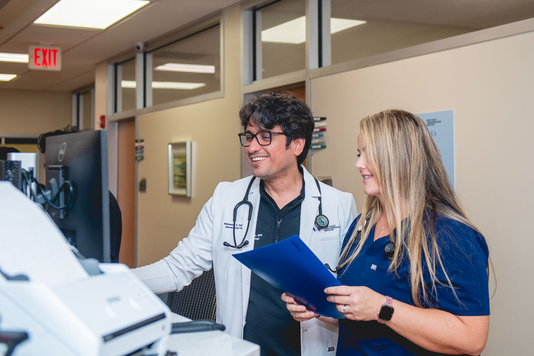 Candid lifestyle image of a medical professional working inside a NYC clinic