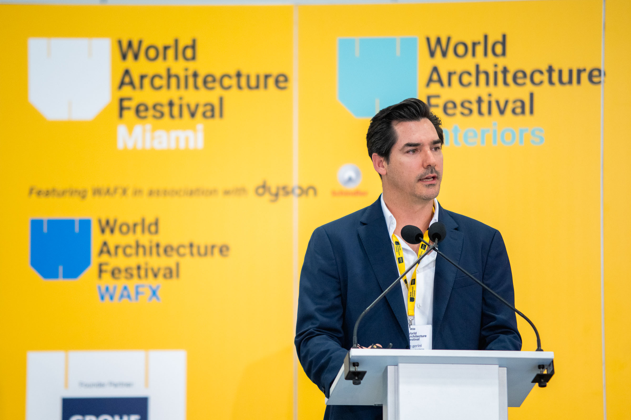 Keynote speaker during a corporate conference in New York City.